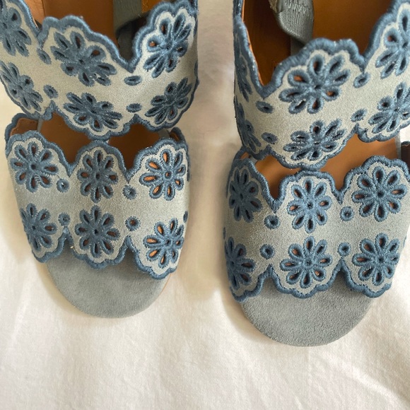 SEE BY CHLOE 🖤 Blue suede embroidered sandals - Picture 5 of 9